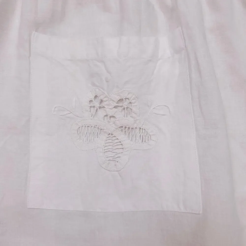 Belgian Battenburg Lace Cotton Half Apron White